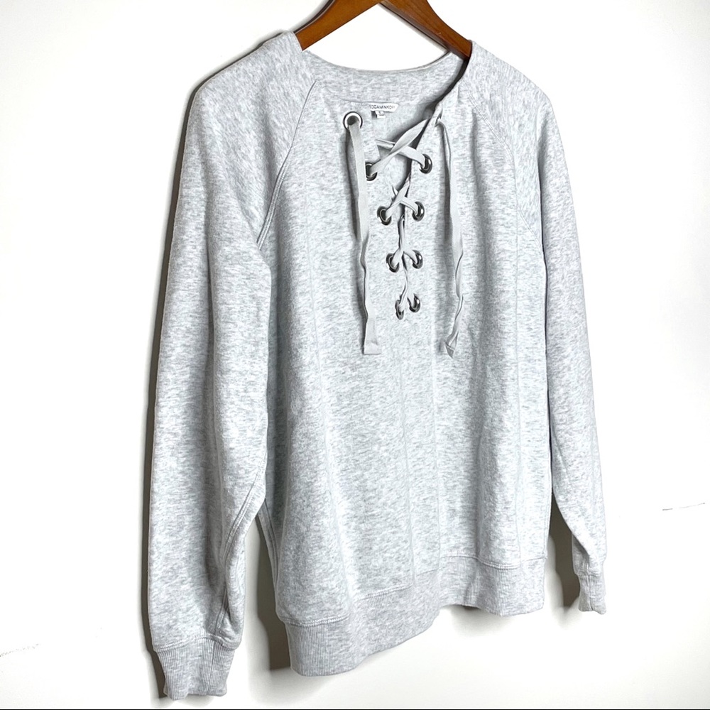 Rebecca Minkoff Grey Lace Up Sweatshirt - Picture 7 of 9